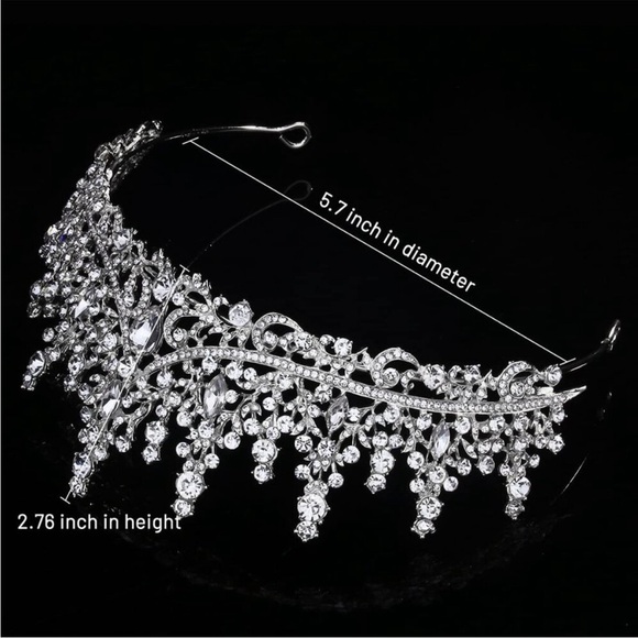 - Silver Wedding Crystal Tiaras and Crowns for Women Royal Queen Headband NEW - Picture 3 of 7
